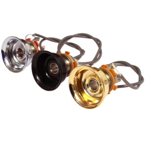 Telecaster jack socket and plate assemblies – Chrome, Black and Gold pre-wired with 1/4″ mono jacks