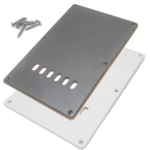 Black and white Strat tremolo back plate covers with screws for electric guitar