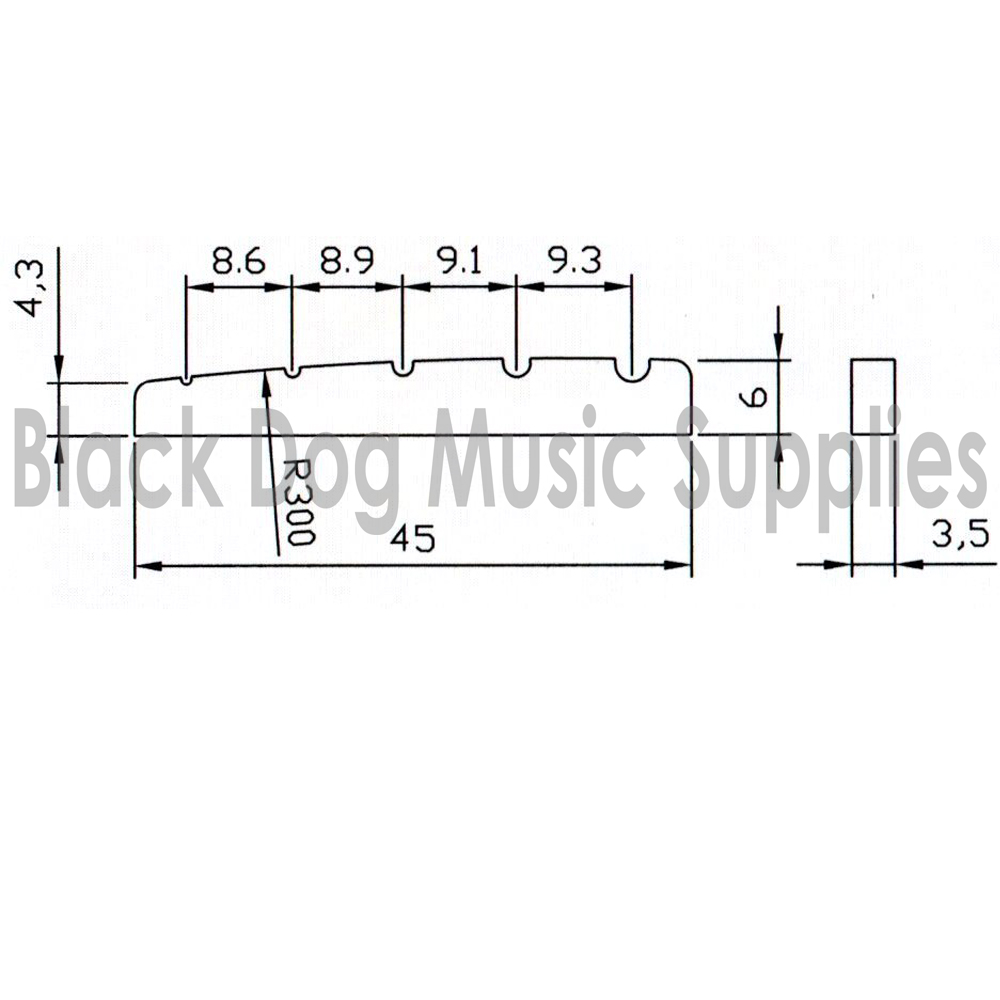 5 string Bass Top Nut 45mm, in Black, White or Ivory
